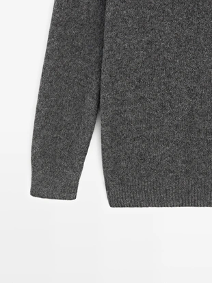 Джемпер из хлопка и шерсти с круглым вырезом- Заказать в России