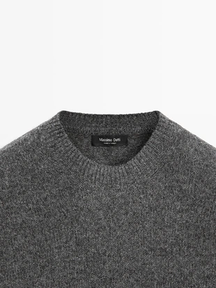 Джемпер из хлопка и шерсти с круглым вырезом- Заказать в России