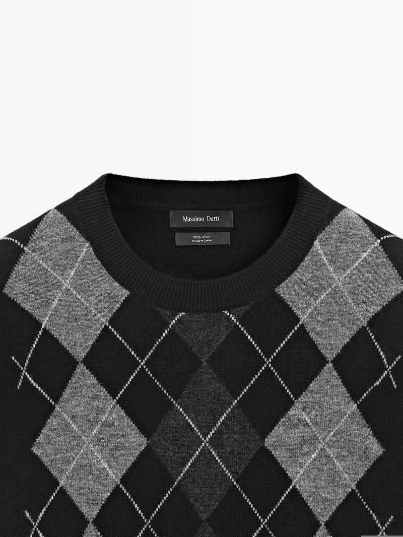 Свитер с узором аргайл из 100% шерсти