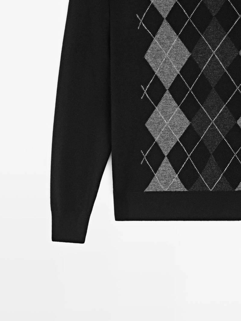 Свитер с узором аргайл из 100% шерсти
