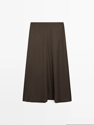 Юбка миди из атласа с карманами- Заказать в России