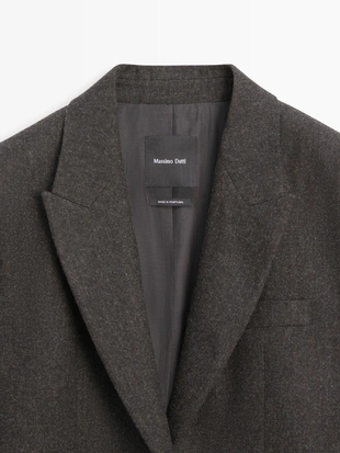 Пиджак из 100% шерсти с лацканами- Заказать в России