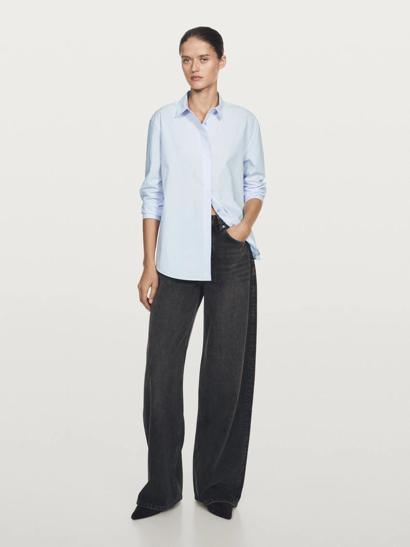 Рубашка из поплина с скрытой пуговицей