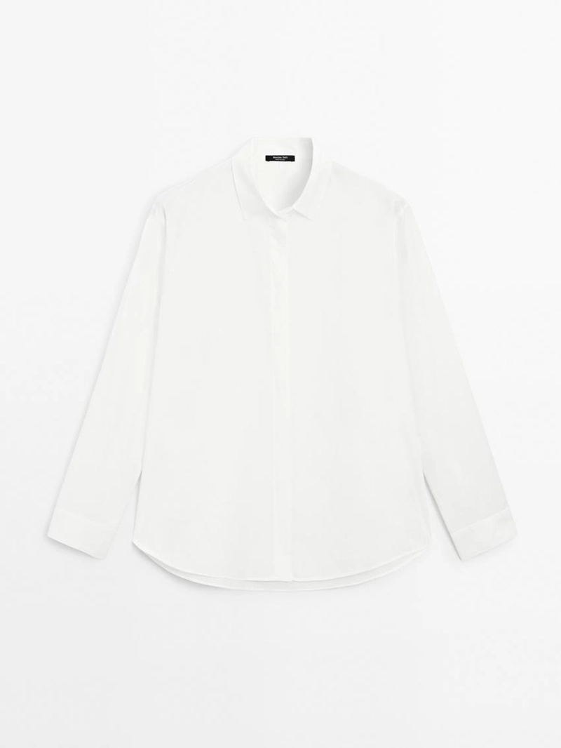 Рубашка из поплина с скрытой пуговицей