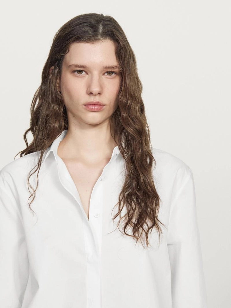 Рубашка из поплина с скрытой пуговицей