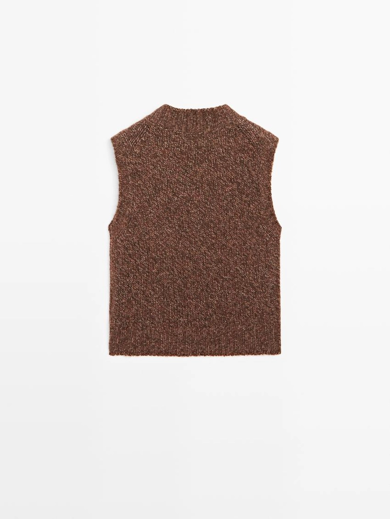 Жилет из меланжевой альпаки и войлока с текстурой