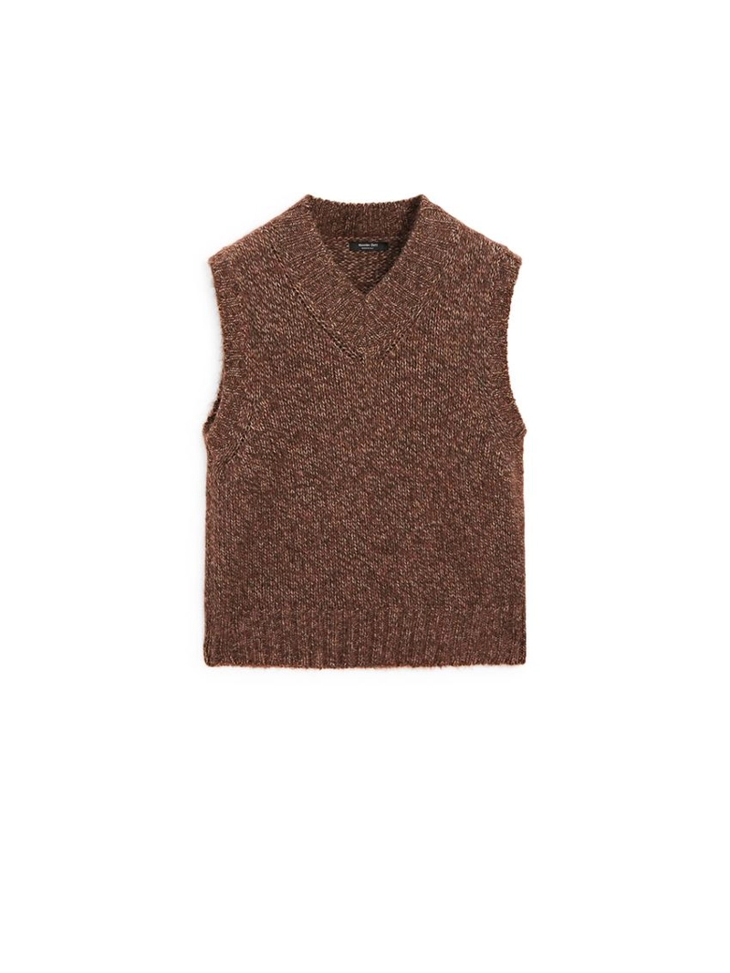 Жилет из меланжевой альпаки и войлока с текстурой