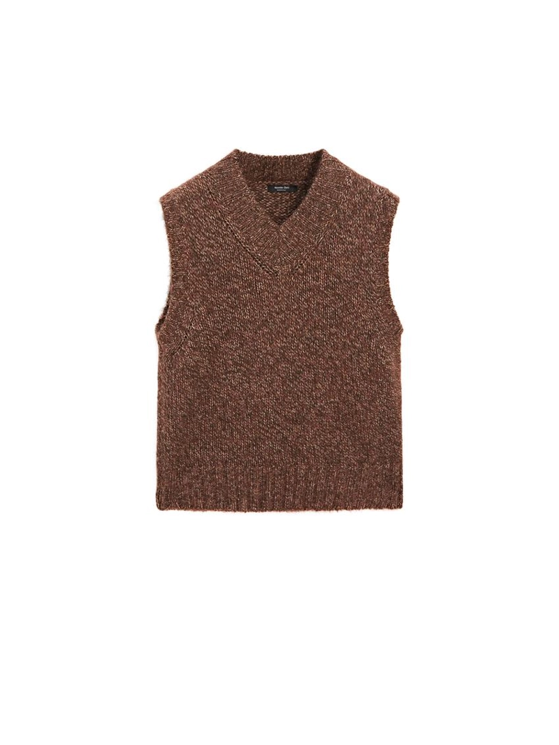 Жилет из меланжевой альпаки и войлока с текстурой