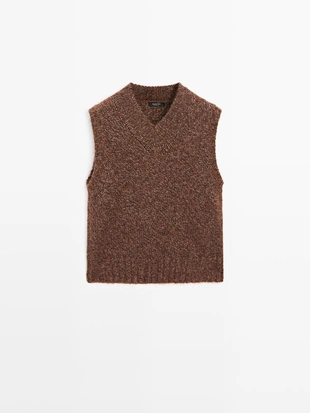 Жилет из меланжевой альпаки и войлока с текстурой- Заказать в России