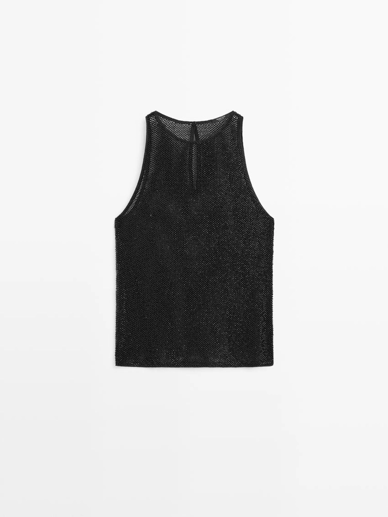 Топ из полупрозрачной ткани с бисером