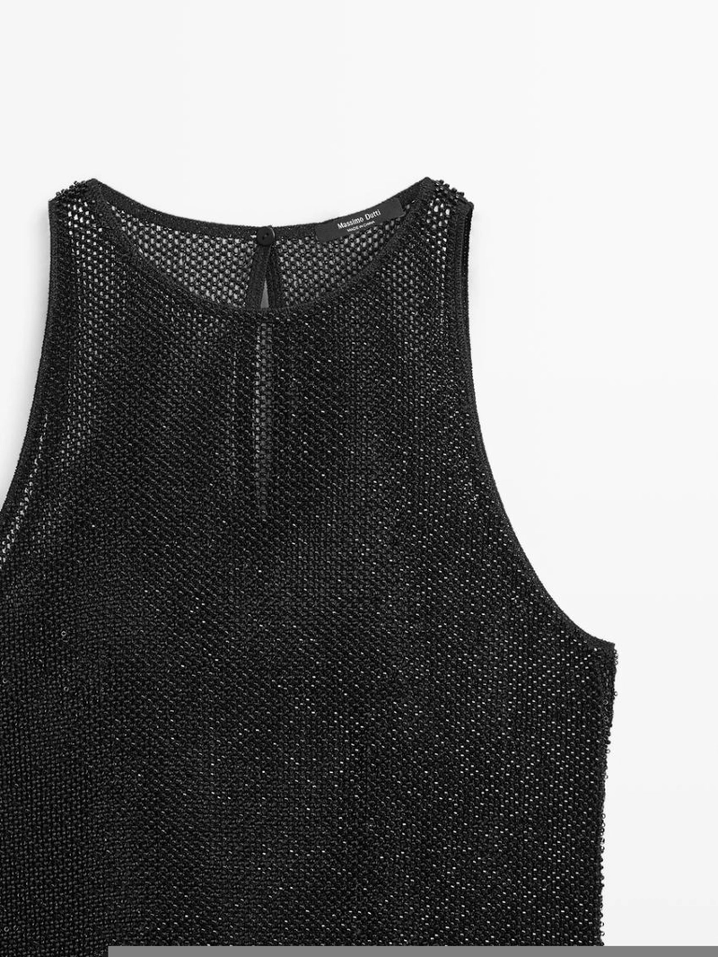 Топ из полупрозрачной ткани с бисером