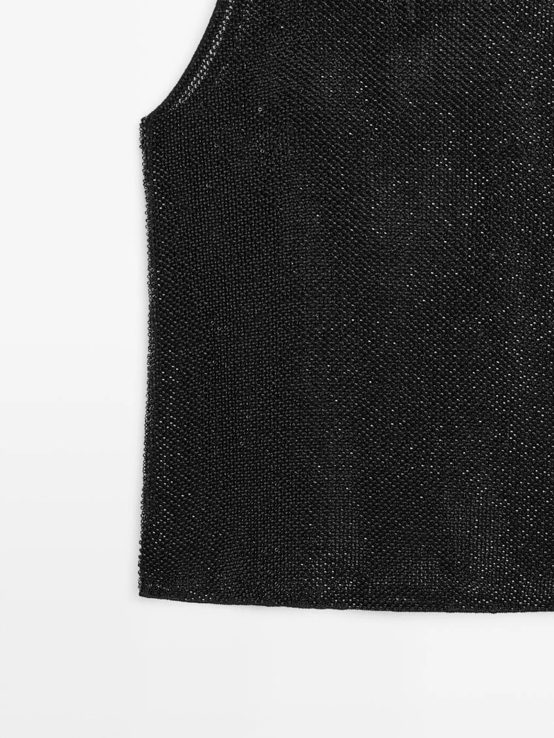 Топ из полупрозрачной ткани с бисером