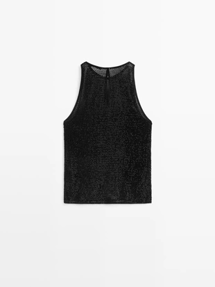 Топ из полупрозрачной ткани с бисером- Заказать в России