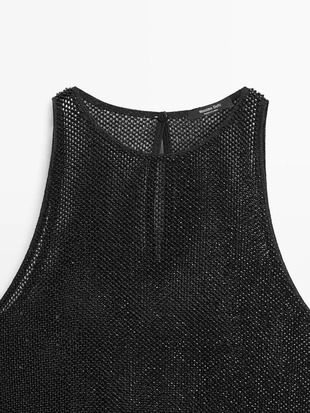 Топ из полупрозрачной ткани с бисером- Заказать в России