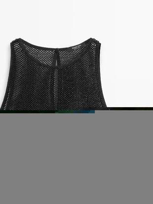 Топ из полупрозрачной ткани с бисером- Заказать в России