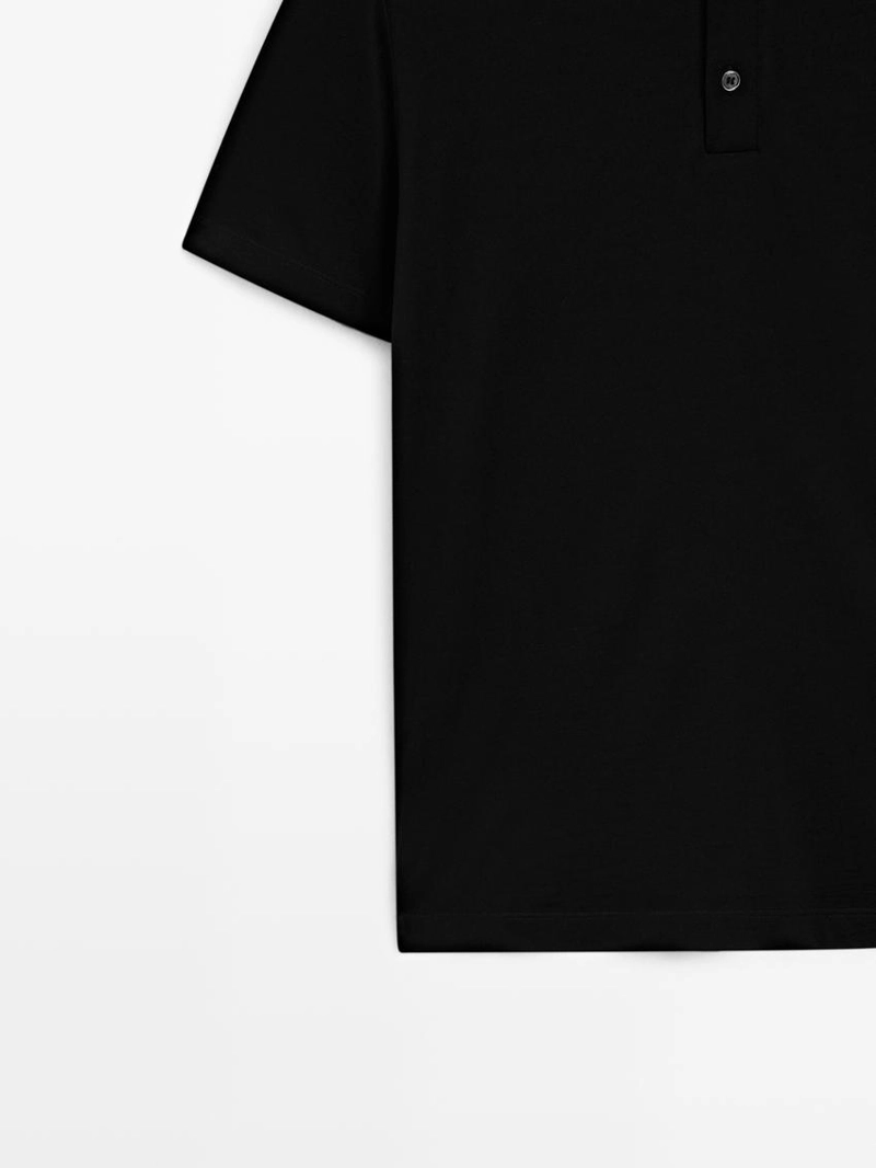 Поло из шерстяной смеси с коротким рукавом