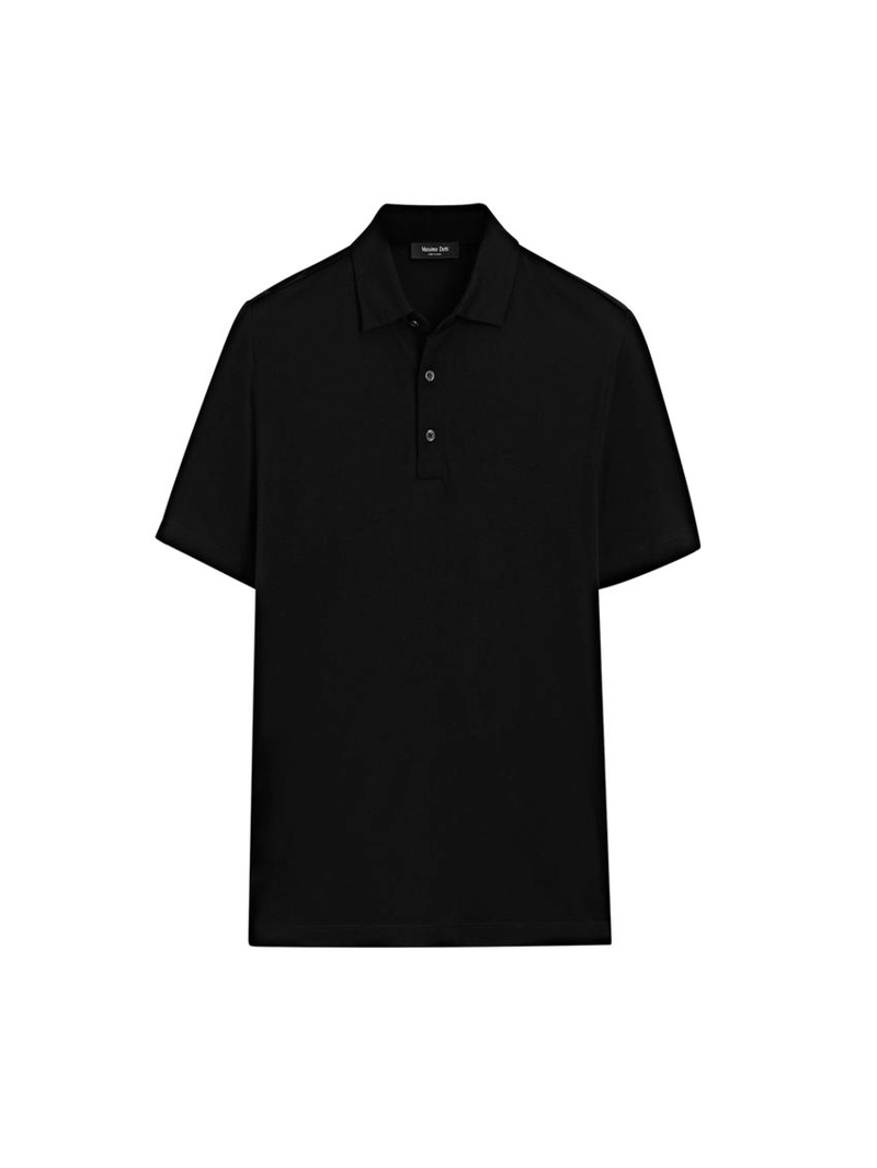 Поло из шерстяной смеси с коротким рукавом