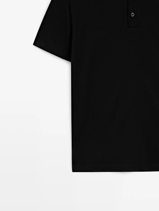 Поло из шерстяной смеси с коротким рукавом- Заказать в России