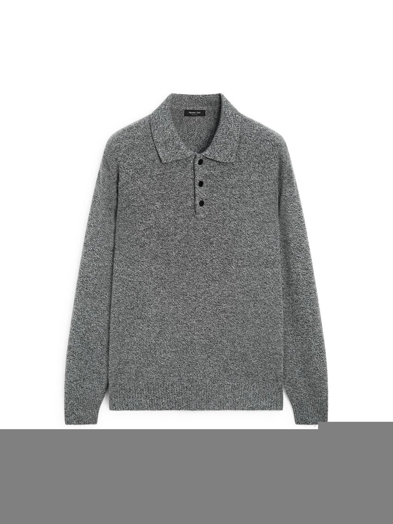 Свитер-поло из вязаного шерстяного меланжа