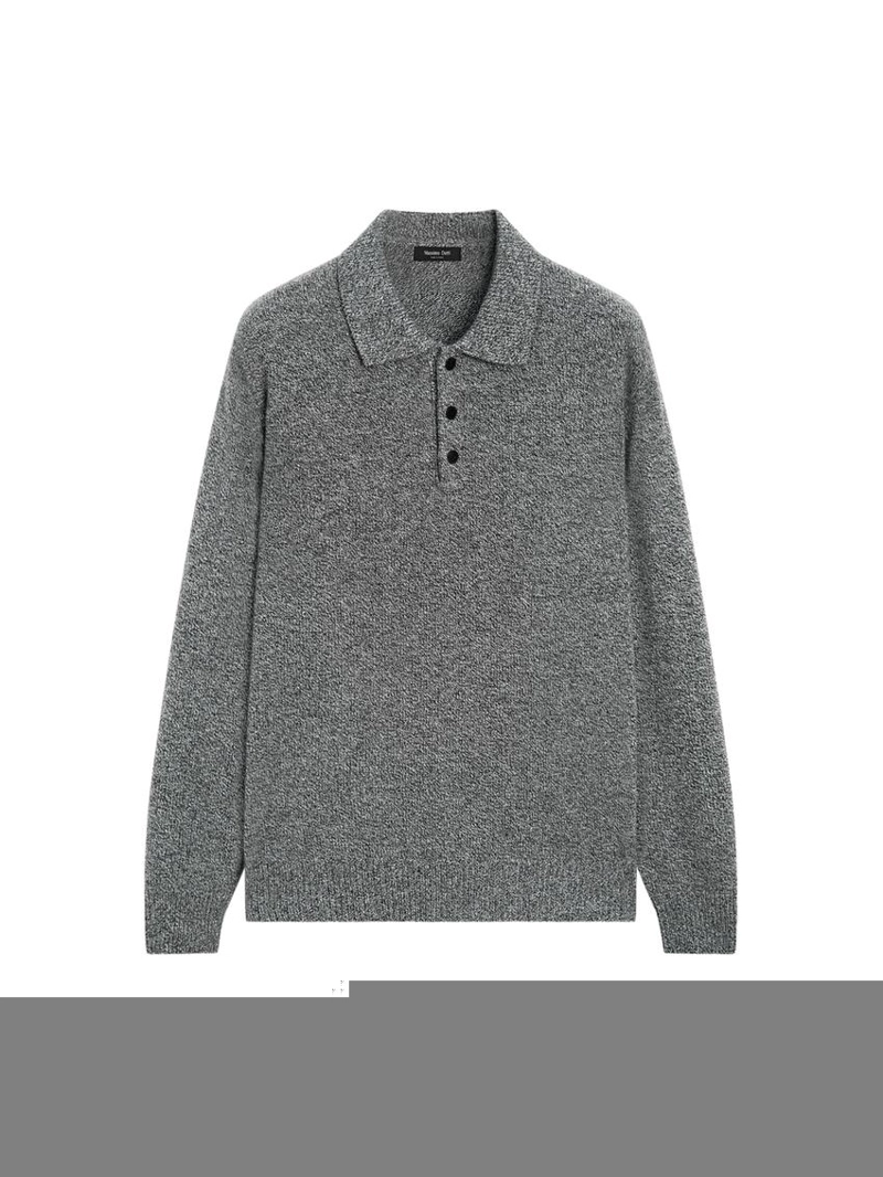 Свитер-поло из вязаного шерстяного меланжа