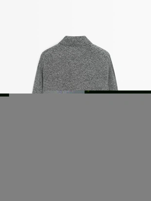 Свитер-поло из вязаного шерстяного меланжа- Заказать в России