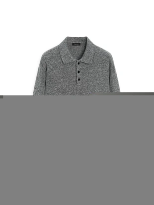 Свитер-поло из вязаного шерстяного меланжа- Заказать в России