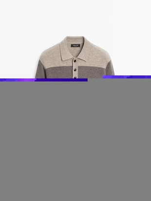 Поло свитер с поло из полосатого шерстяного трикотажа- Заказать в России