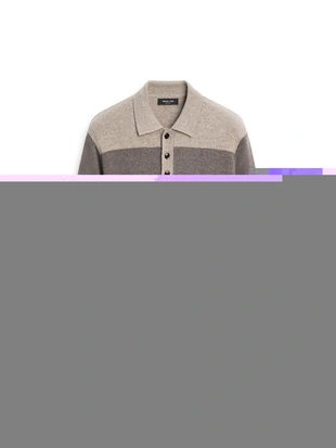 Поло свитер с поло из полосатого шерстяного трикотажа- Заказать в России