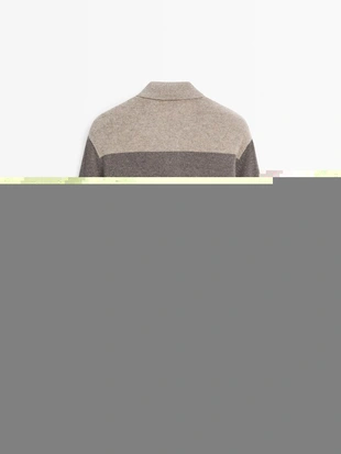 Поло свитер с поло из полосатого шерстяного трикотажа- Заказать в России