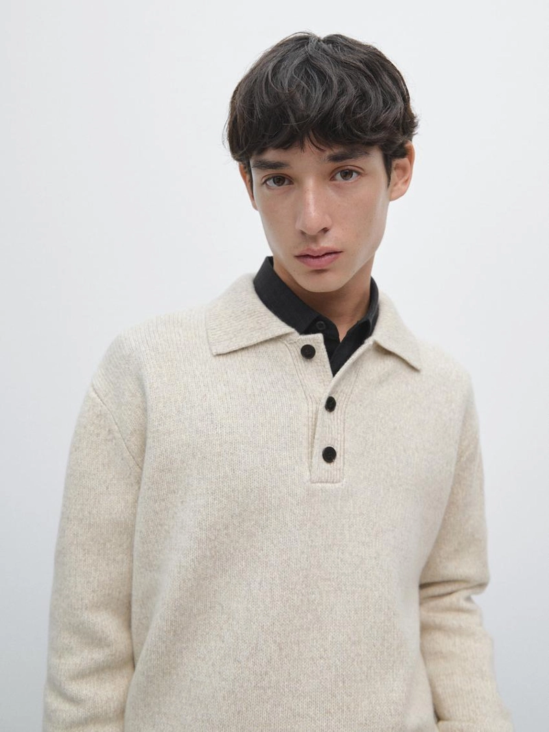 Поло свитер из 100% шерсти