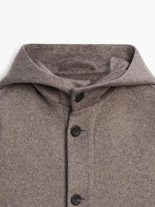 Пальто из шерстяной смеси с капюшоном- Заказать в России