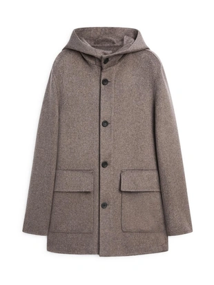 Пальто из шерстяной смеси с капюшоном- Заказать в России