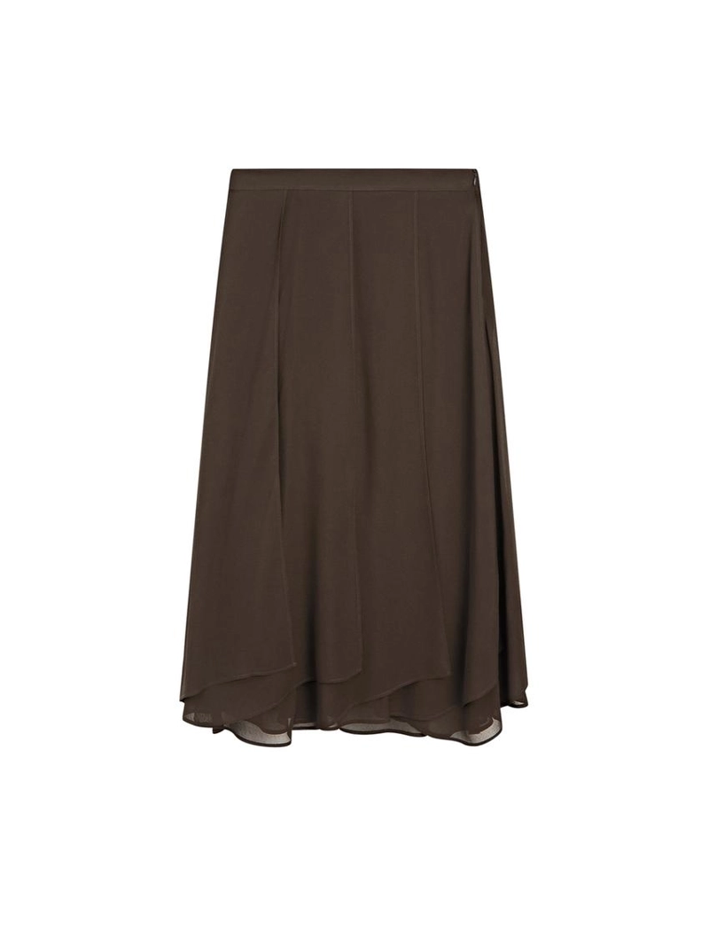 Юбка миди со шлейфом и оборками