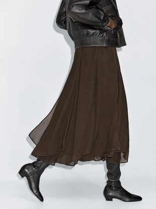 Юбка миди со шлейфом и оборками- Заказать в России