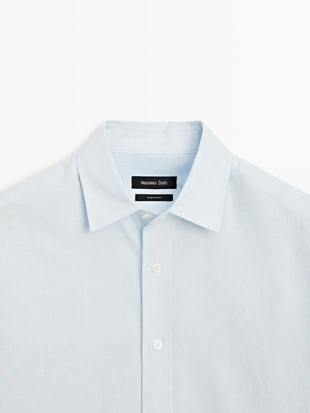 Рубашка с приталенным кроем в полоску- Заказать в России