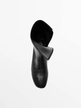 Кожаные ботильоны на каблуке- Заказать в России