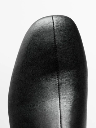 Кожаные ботильоны на каблуке- Заказать в России