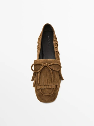 Лоферы из разделанной замши с бахромой- Заказать в России
