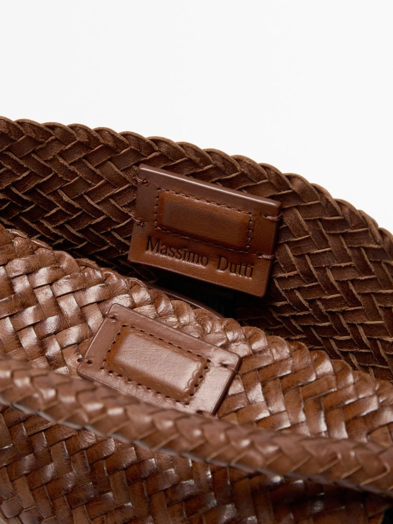 Женская сумка через плечо из плетеной наппы