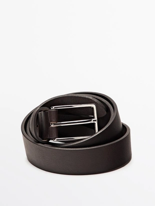 Кожаный пояс из натуральной кожи с прямоугольной пряжкой- Заказать в России