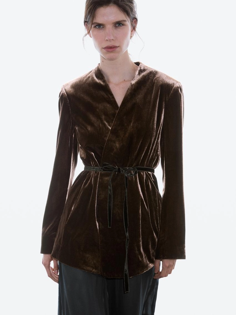 Куртка из вельвета с завязкой на бант