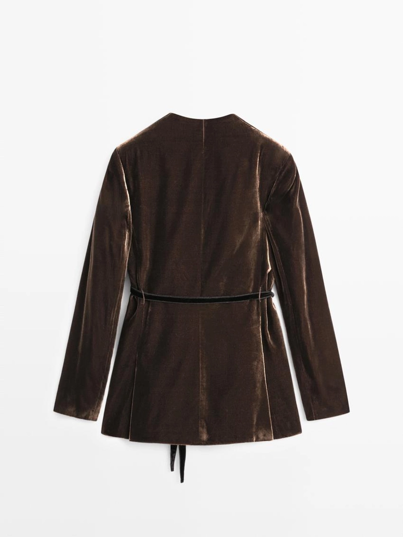 Куртка из вельвета с завязкой на бант