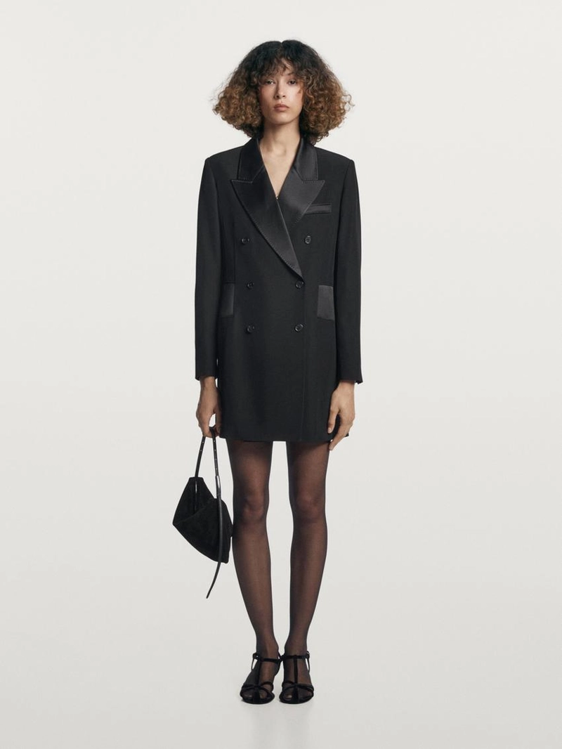 Платье в стиле блейзер с атласными деталями