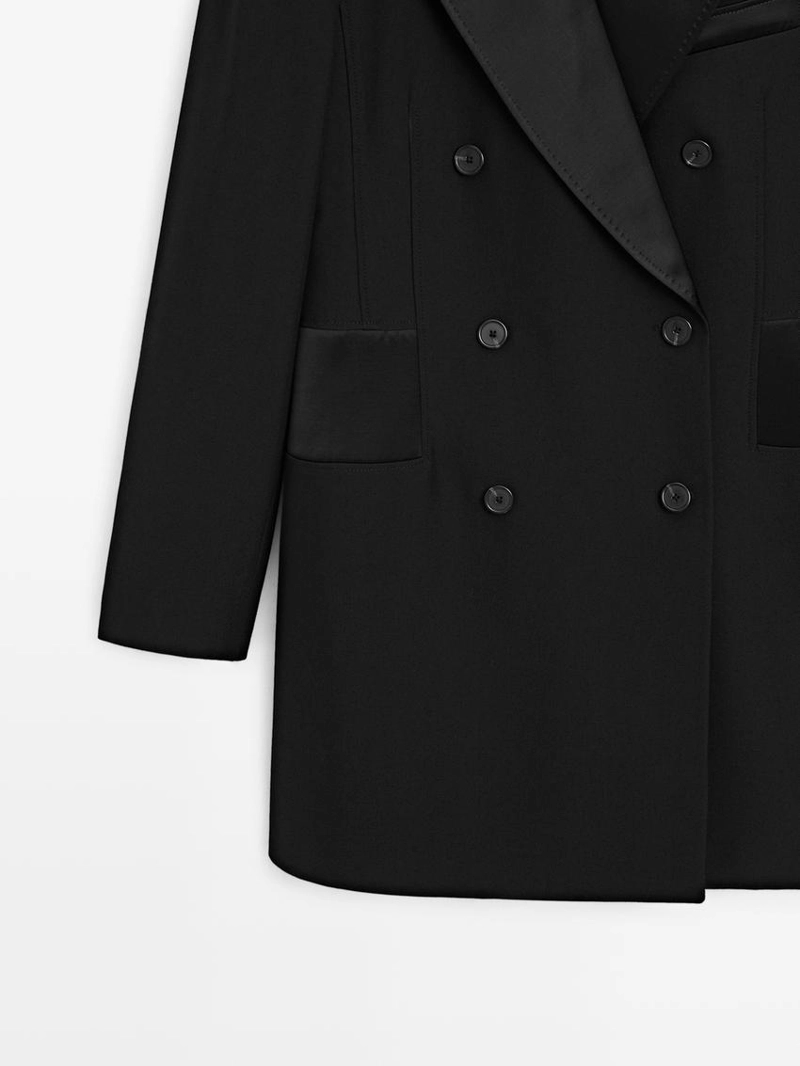 Платье в стиле блейзер с атласными деталями