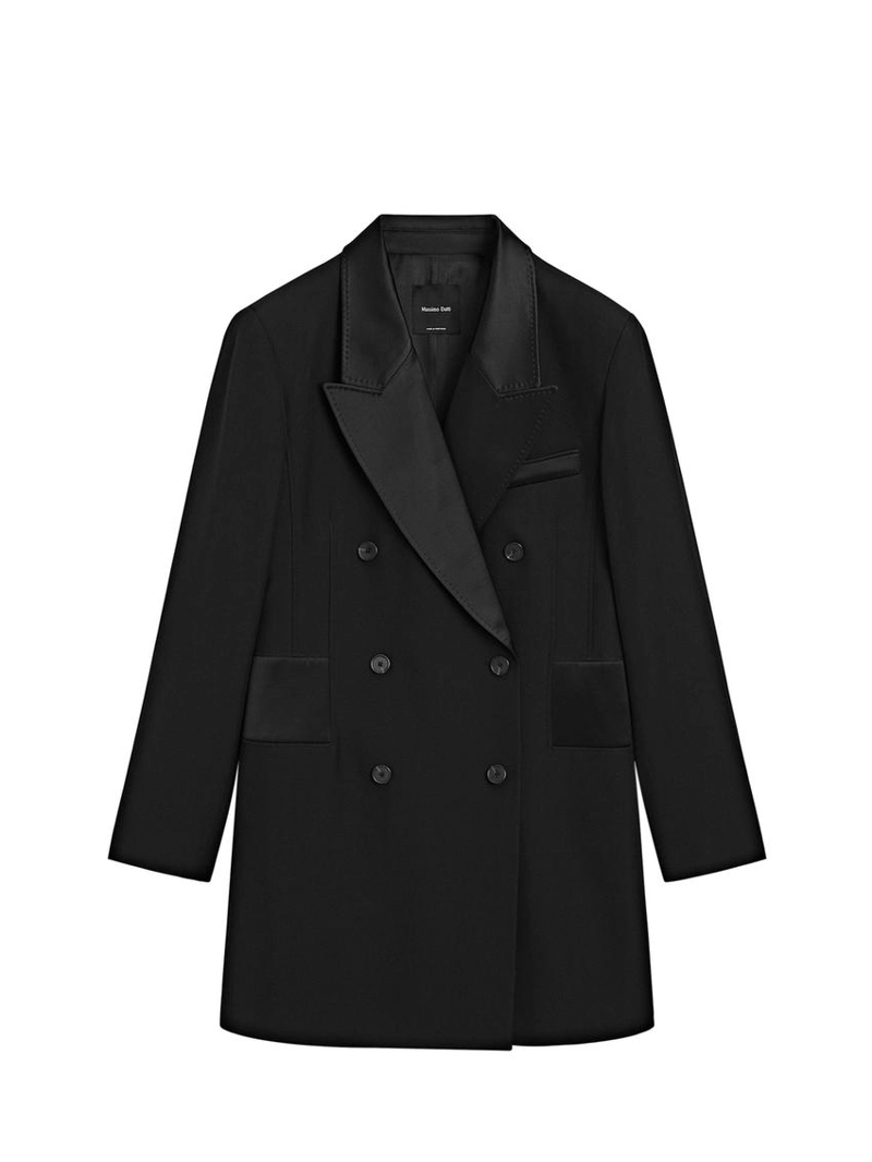 Платье в стиле блейзер с атласными деталями