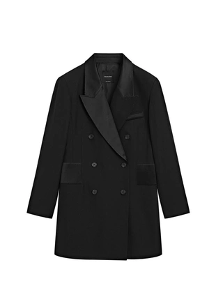 Платье в стиле блейзер с атласными деталями- Заказать в России