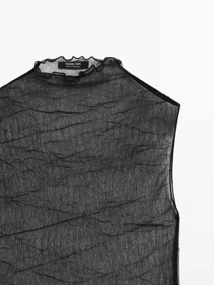 Купить Massimo Dutti Топ с высоким воротником из тонкого материала