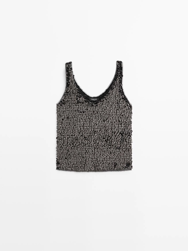 Топ с бретелями и бисером