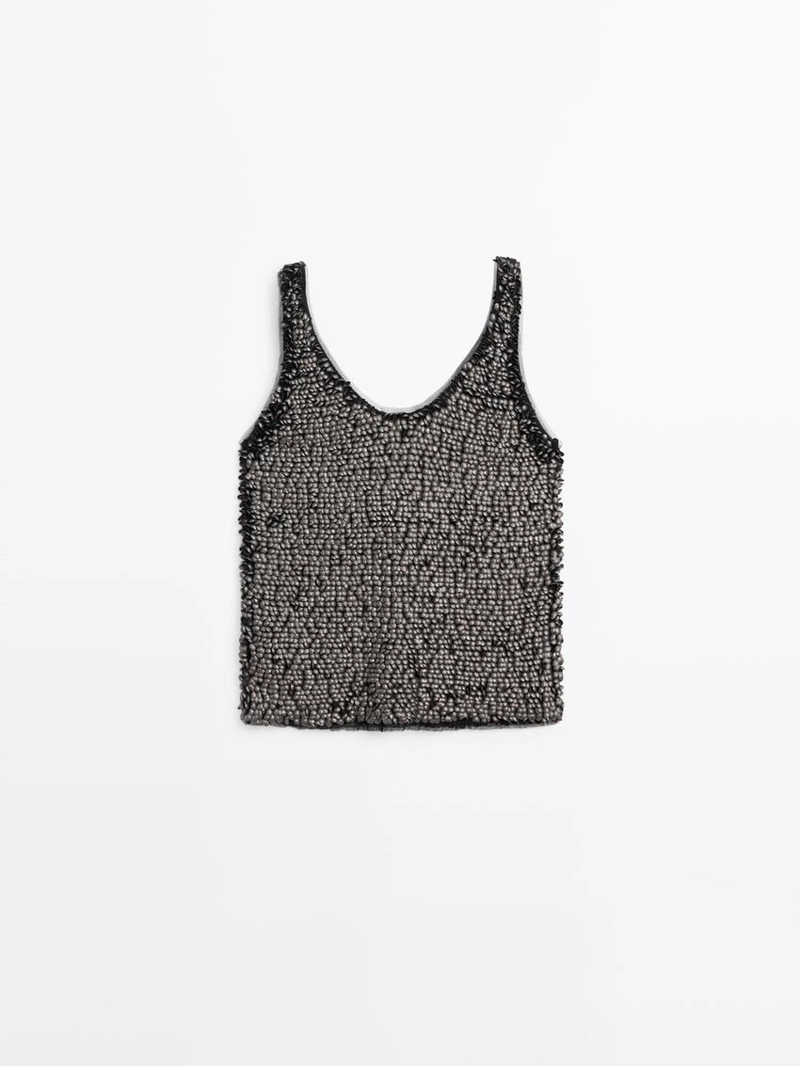 Топ с бретелями и бисером