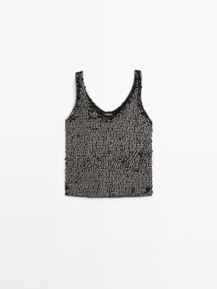 Топ с бретелями и бисером- Заказать в России